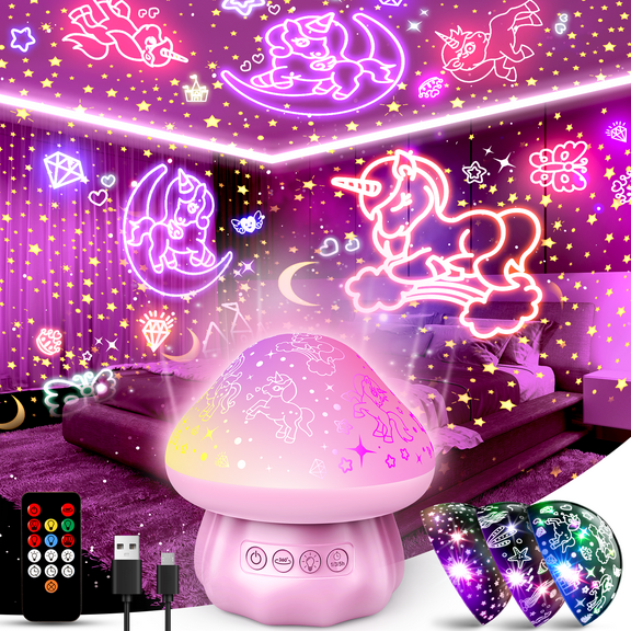 Night Light Star Projector for Kids, Starry Projector Light for Kids Room, Unicorn Toys for Girls Age 3 4 5 6 7, Birthday Gifts for 3-12 Year Old Boys Girls, Bedroom Decor