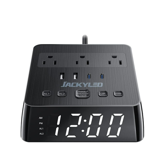 Despertador Power Strip JACKYLED con 4 cargadores USB y 3 enchufes