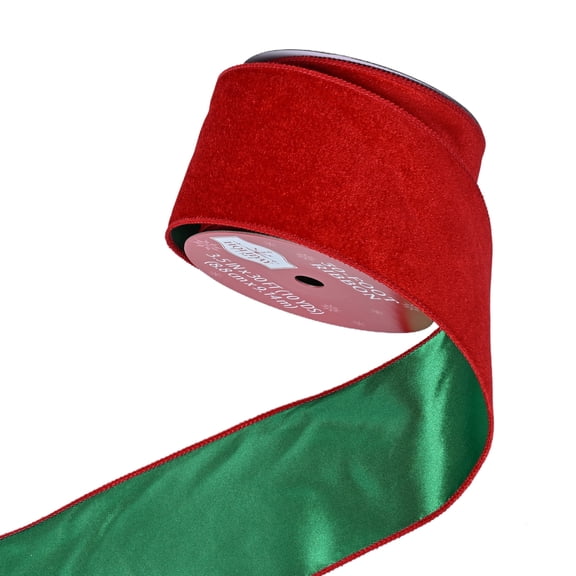Red and Green Velvet Christmas Ribbon, 3.5" x 30', by Holiday Time