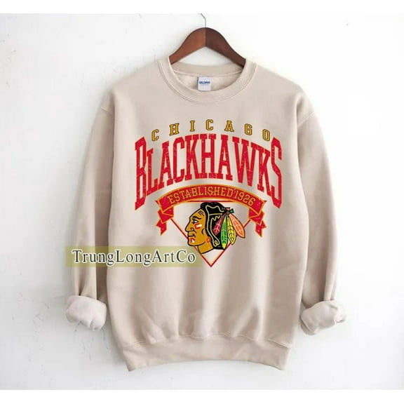 Chicago Hockey Sweatshirt Crewneck, Vintage Blackhawks shirt, Chicago Hockey Fan shirt, Hockey Tee, Blackhawks Sweatshirt