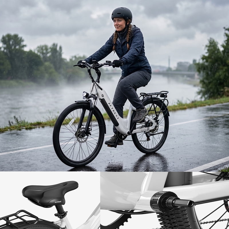 Electric Bike for Adults,over 1200W Peak Motor Ebike,Up to 55Miles,over 20MPH E Bicycle,7-Speed with Free Lock,(Blue)