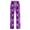 thumbnail image 6 of Kintue Halloween Pajamas Pants for Women, Cute Bat Print Pajamas, Wide Leg Pants Loose Fit Loungewear Bottoms, Fall Sleepwear, 6 of 7