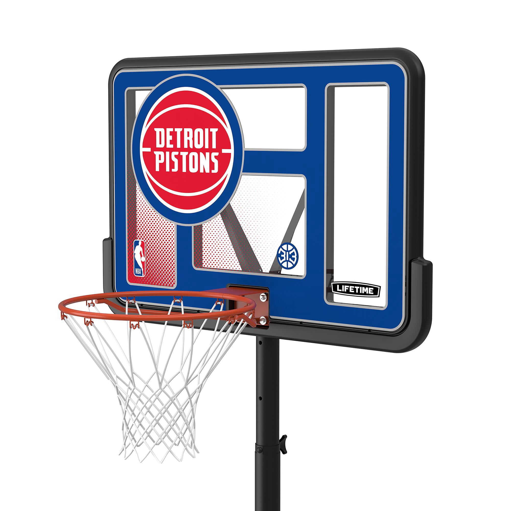 Lifetime NBA Detroit Pistons 44" Portable Basketball Hoop with Wheels - 7.5 to 10 Ft Adjustable Height