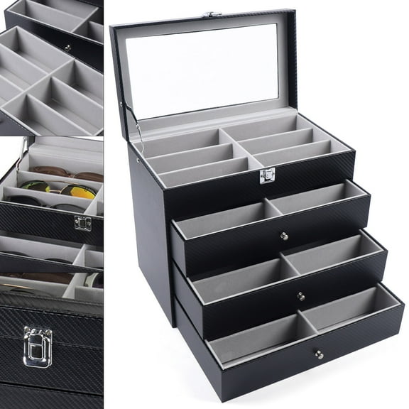 DENEST 24-Slots Multiple Glasses Organizer Eyeglass Sunglass Storage Box Display Holder