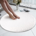 thumbnail image 6 of 80*80Cm Round Silk Wool Carpet Coral Fleece Carpet Bathroom Bedroom Carpet 3Cm Wool Length (Off-White),1Pc Carpet, 6 of 6
