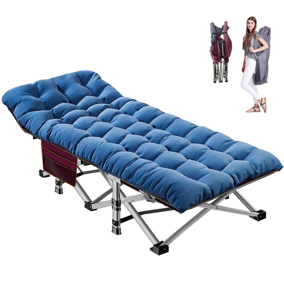 ABORON Camping Cot, Folding Cot Bed for Adults, Lightweight Portable Heavy Duty Sleeping Cots with 2 Sided Mattress and Carry Bag