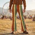 thumbnail image 2 of Men's Baggy Pants Printed Flared Long Pants Casual Bottom Trousers Bell Bottom Long Pants, 2 of 4