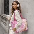 thumbnail image 4 of ZUXONGSY Marble Print Print Tote Bag Trendy Reversible Quilted Tote Bag Cute Women's Bag for Daily Commute Shopping Travel Casual Outings, Pink, 4 of 6