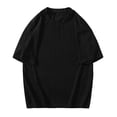 thumbnail image 2 of Camisas Elvqul de Caballero Casuales a Rayas Cuello Redondo Manga Corta Negro, 2 of 4
