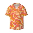 thumbnail image 5 of PAYOHTO Wavy Orange Pink Colors Mens Hawaiian Casual Short-sleeved Shirt Tropical Summer Beach Button Down Shirts, 5 of 7