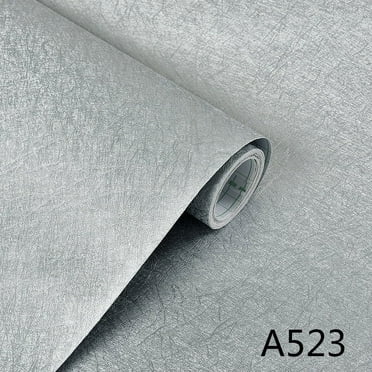 ERDOUY Wallpaper self-adhesive burlap solid color thick wallpaper self-adhesive waterproof bedroom PVC roll cloth pattern wall sticker decoration (silver)