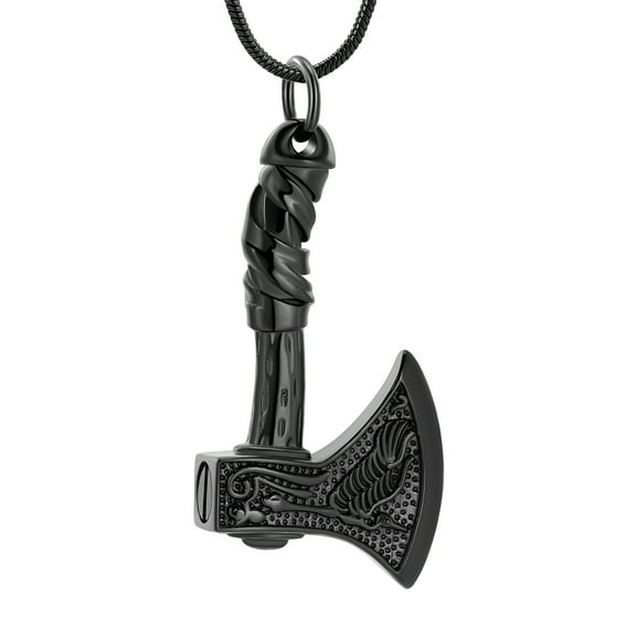 Thor Axe Urn Necklace for Ashes for Women Men Viking Axe Memorial Pendant Urn Necklace for Loved One Ashes Holder