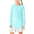 thumbnail image 3 of Ohufall Kids Long Sleeve T-Shirts for Girls 3-14 Years, Cute Solid Causal Crew Neck Blouse with Thumbhole Teen Girls Stretch Loose Pullover Tunic Tops, 3 of 5