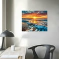 thumbnail image 4 of Nawypu  Sunset Wall Art for Living Room, Gold Beach Wave Canvas Wall Decor for Bedroom, Nature Ocean Landscape Picture Print Painting,, 4 of 5