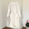 thumbnail image 4 of Sakmal Ultra-Soft Nightgowns Women Winter Thickened Warmth Playful with Pockets White Loungewear Solid Long Long Sleeve Crew Neck Nightgowns S-L, 4 of 4