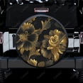 thumbnail image 1 of Subtle Gold Line Flowers Pattern Polyester Universal Spare Wheel Tire Cover Wheel Covers for Trailer RV SUV Truck Camper, 1 of 5