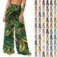 thumbnail image 1 of Pincandy Women Mesh Boho Beach Pants See Through Sheer Swimsuit Bikini Bottom Cover up Party Elastic High Waist Wide Leg Pants, 1 of 7