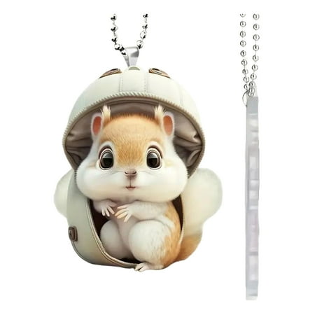 

Linjieee7 Beaded Trim Clear Garland Chandelier Octagon Beads Chain Flat Squirrel Pendant Car Rearview Interior Decoration Pendant Creative Backpack Pendant