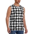 thumbnail image 2 of Uemuo Black Tartan Plaid Pattern Men's Sleeveless T-Shirt,Muscle Athletic Tank Top, Moisture-wicking Quick-dry Breathable Classic Tee Top for Gym Run Outdoor Sports-, 2 of 8