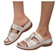 thumbnail image 4 of Ketyyh-chn99 Summer Sandals for Women 2024 Slip on Shoes Slippers Dressy Wedge Sandals for Women Casual Summer Comfort Platform Slides Sandals White,9, 4 of 5