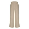 thumbnail image 4 of Staron Women's High Waisted Wide Leg Pants Flowy Casual Trousers with Pockets Elastic Waist Long Dressy Bottoms for Party Vacation, Khaki XXL, 4 of 7