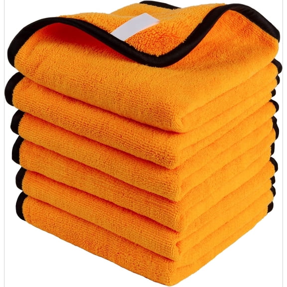Professional Premium Microfiber Towels for Cars, Dual-Sided Car Washing and Detailing Towels, Gold, 15.7 x 23.6 inch, 6 Pack