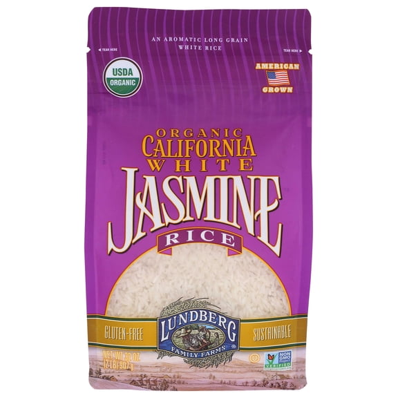 Lundberg Farms Organic White California Jasmine Rice, 2 Pound -- 6 per case.