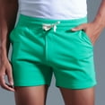 thumbnail image 1 of pstuiky Pantalones cortos deportivos para hombre, Pantalones cortos deportivos de algodón liso de tres puntos con cintura media y cordones para hombre Pantalones cortos de golf, 1 of 8