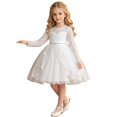 thumbnail image 3 of Curuila Toddler Kids Girls Dress Long Sleeve Solid Color Lace Crew Neck Fashion Dresses Size 3-4 Years, 3 of 9