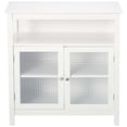 thumbnail image 2 of Kings Brand Furniture Wood Kitchen Storage Buffet Cabinet with Glass Doors, White, 2 of 8