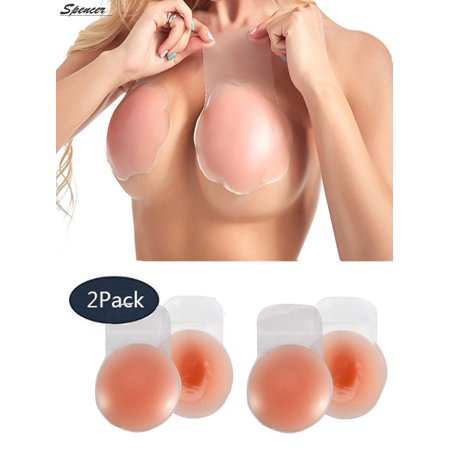 

Spencer 2Pack Womens Backless Invisible Bra Strapless Reusable Self-Adhesive Bra Sticky Breast Lift Tape Nipplecovers Round Shape