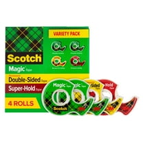 Scotch Tape Variety Pack, Magic, Double-Sided, Super-Hold, 3/4 in, 4 Rolls with Dispensers