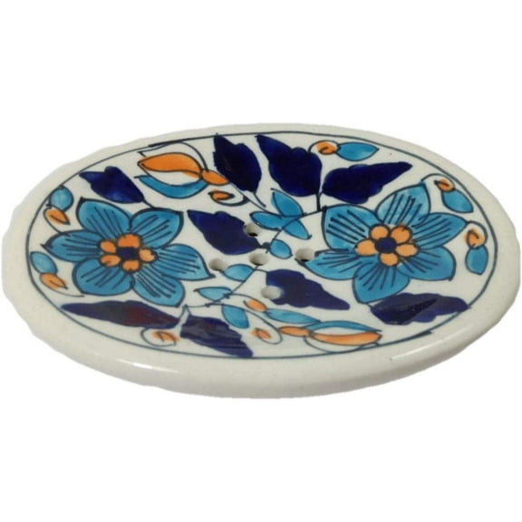 India Meets India Handicraft Ceramic Soap Dish Tray Soap Holder Soap Case Holder, Best Gifting, Made by Awarded Indian Artisan