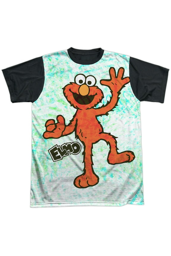 Sesame Street - Elmo Scribble - Short Sleeve Black Back Shirt - Small