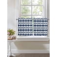 thumbnail image 4 of Bohemia 2 Panel Kitchen Curtains for Small Windows, Minimalist Geometric Pattern Abstract Dark Blue Bathroom Tier Curtain, Short Window Treatment for Bedroom/Living Room 55"x24", 4 of 6