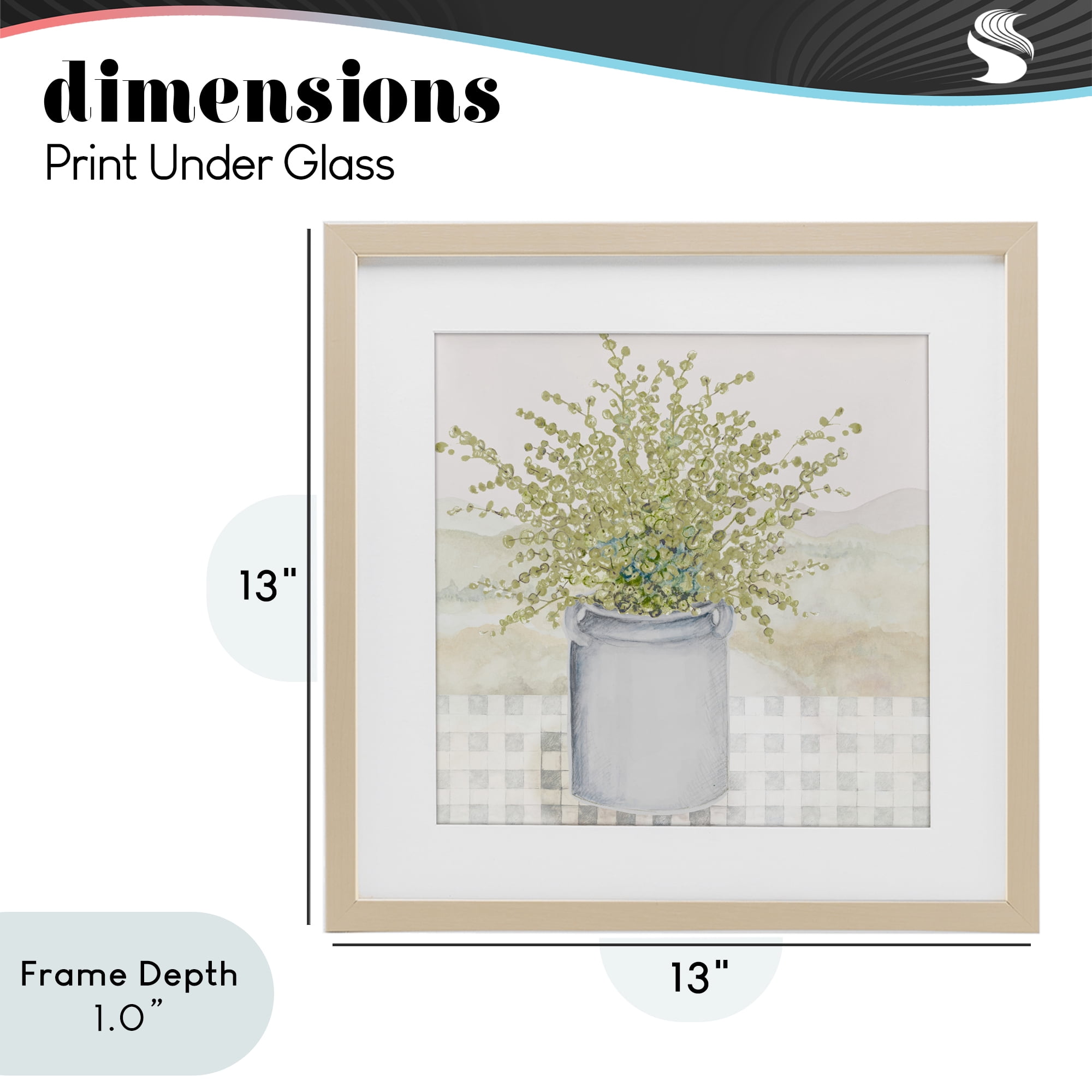Stupell Industries Potted Farm Herbs Birch Framed Print Under Glass, design by Janice Gaynor