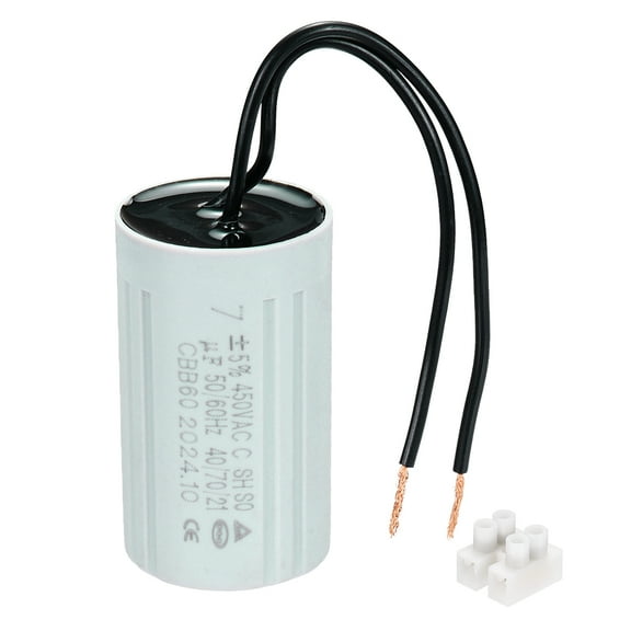 CBB60 7uF Running Capacitors, AC 450V 2 Wires 50/60Hz Cylinder 60x35mm,1Set