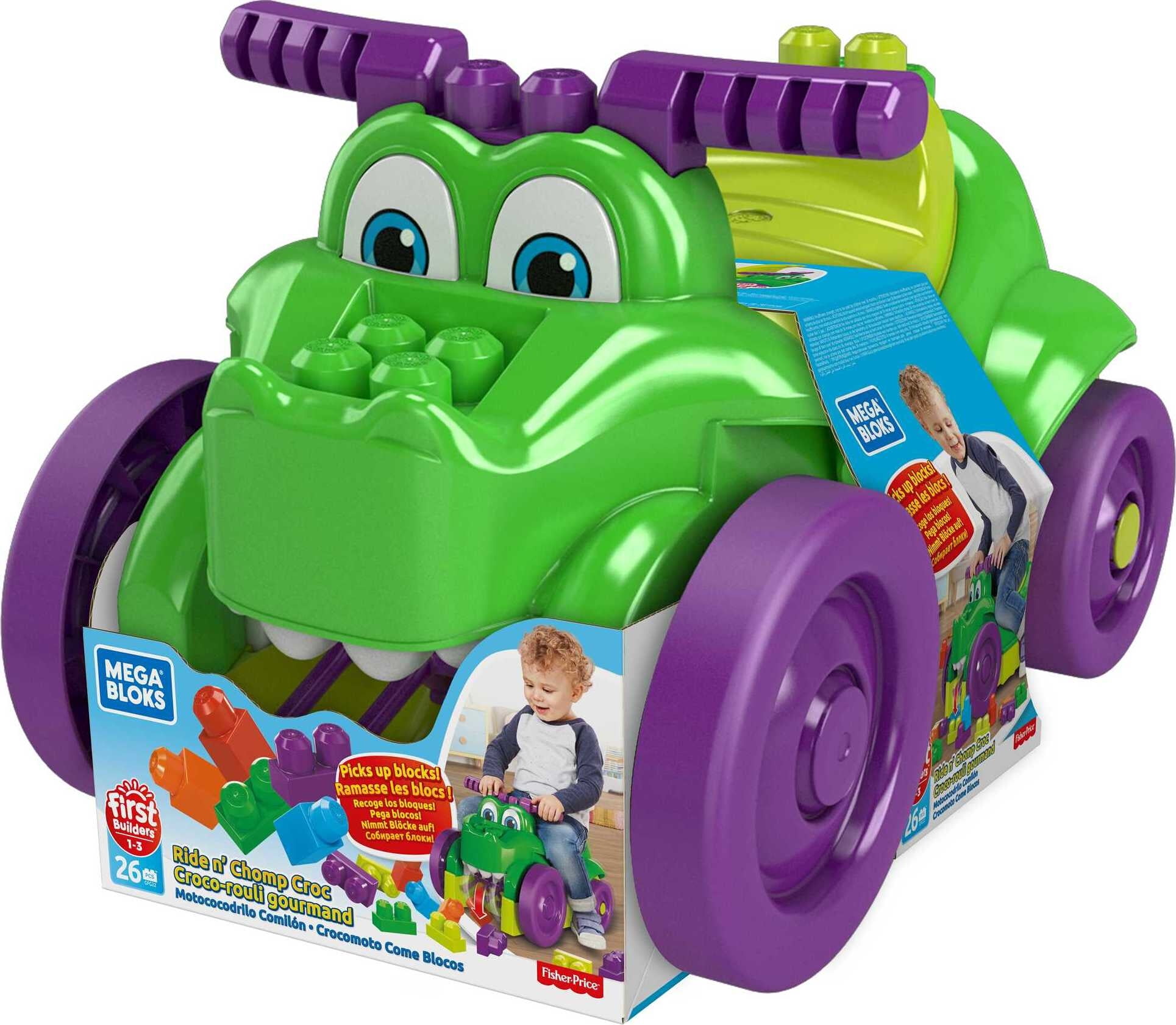 MEGA BLOKS Ride 'n Chomp Croc Ride-on Toy Building Block Set, Plastic (Walmart Exclusive)