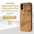 thumbnail image 2 of Case Yard Wooden Case Outside Soft TPU Silicone, Slim Fit Shockproof Wood Protective Phone Cover for Girls Boys Men and Women, Supports Wireless Charging Meow Design case for iPhone-XS-Max, 2 of 7