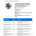 thumbnail image 2 of Rear Wheel Bearing Hub Assembly - Compatible with 2003 - 2008 Toyota Corolla without ABS Brakes 2004 2005 2006 2007, 2 of 3