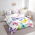 thumbnail image 3 of Homewish Dreamy Colorful Butterfly Bedding Comforter Set 7pcs, Fashion Watercolor Art Queen Bedding Sets, Teens Kids Boys Girls Reversible Queen Sheet Sets, Microfiber Bedroom Decor, 3 of 7