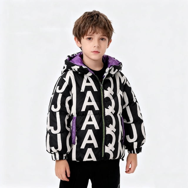 Parkas de manga larga para niñas, niños y niños, ropa de abrigo con capucha, ropa para niños de talla mediana y grande, chaqueta de plumón gruesa con letras, chaqueta corta con capucha, tops de algodó