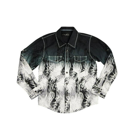 Smash Boys Sizes 4 - 14 Western Style Long Sleeve Button or Snap Down Shirt Top, 32947 black paisley /