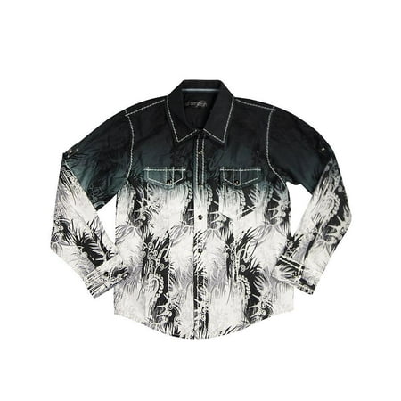 Boys Western Shirts Size 5 Smash Boys Sizes 4 - 14 Western Style Long Sleeve Button or Snap Down Shirt Top, 32947 black paisley / 14 ()