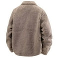 thumbnail image 3 of Wrtxtat Fuzzy Sherpa Jackets for Men Fashion Wool Full Button Outerwear with Pockets Relaxed Fit Collared Solid Color Coats Khaki S, 3 of 8
