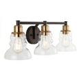 thumbnail image 3 of JONATHAN Y Manhattan Vintage 25.5" 3-Light Metal/Glass Industrial Rustic LED Vanity, Brass Gold/Oil Rubbed Bronze, 3 of 9