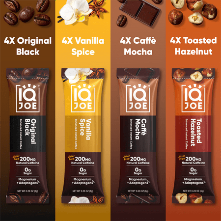 IQJOE Mushroom Coffee Packets (16 Servings) Lion’s Mane, Magtein Magnesium, Antioxidants, Adaptogens - Variety Pack - Instant Coffee for Focus, Clarity, Mood, Energy Boost - Sugar Free, Keto, Vegan
