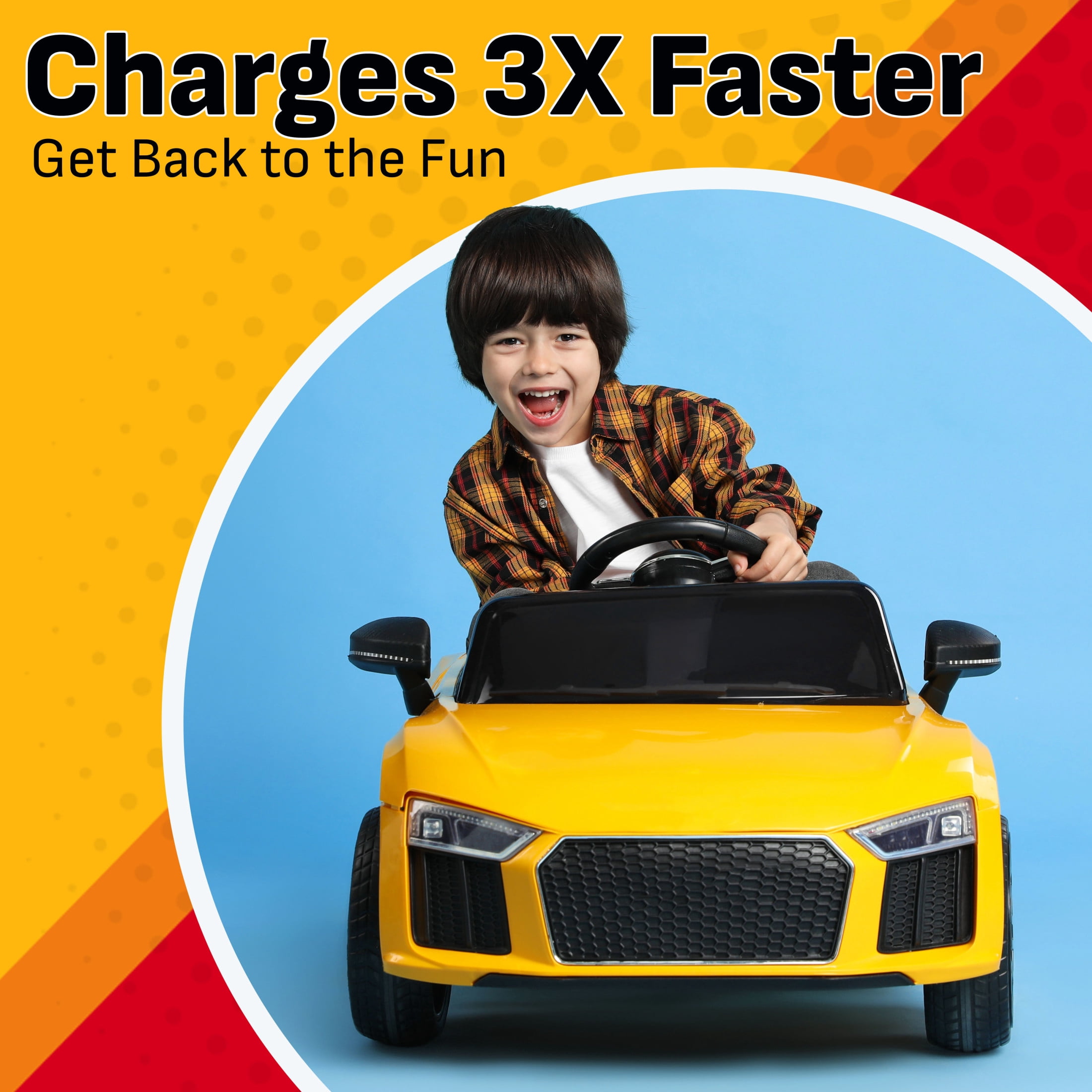 Schumacher Electric Charge ‘n Ride 3A Battery Charger/Maintainer for Ride-on Toys, 6V/12V Batteries, for Dynacraft, Huffy, Razor, Power Wheels, CR7