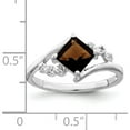 thumbnail image 4 of Sterling Silver Rhodium Princess-Cut Smoky Quartz & Diamond Ring (Size 7) Made In Thailand qr2798-7, 4 of 5