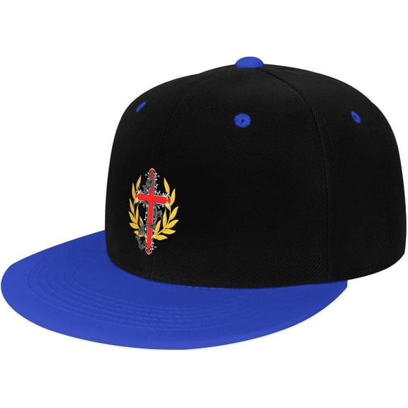 Cross Jesus God Birthday Present Jesus Veteran Flat Brim Baseball Cap,Snapback Hats Trucker Hat for Men